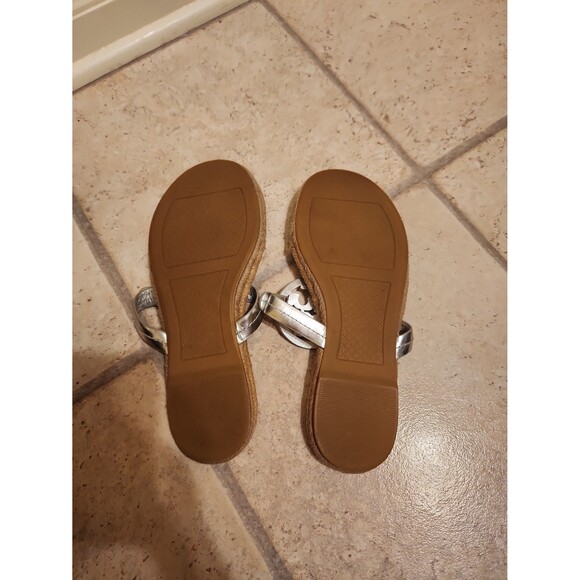 Tory Burch "Miller" Silver Metallic Espadrille Thong Sandals Size 9.5 - Picture 8 of 11